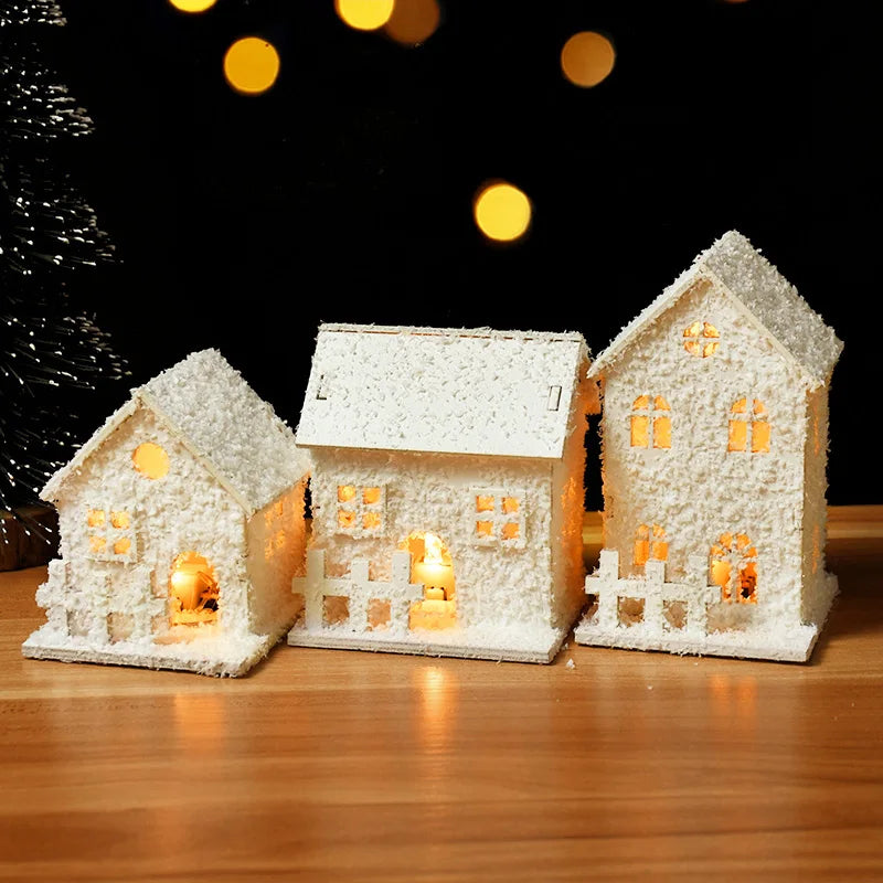 Christmas Led Light Wooden House with Snowflake