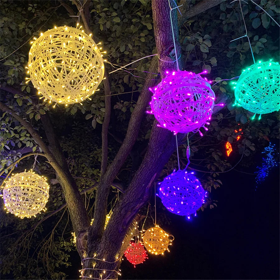 LED Rattan Ball String Lights for Xmas