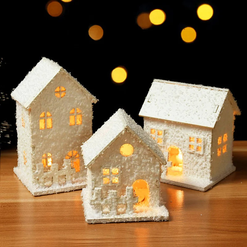 Christmas Led Light Wooden House with Snowflake