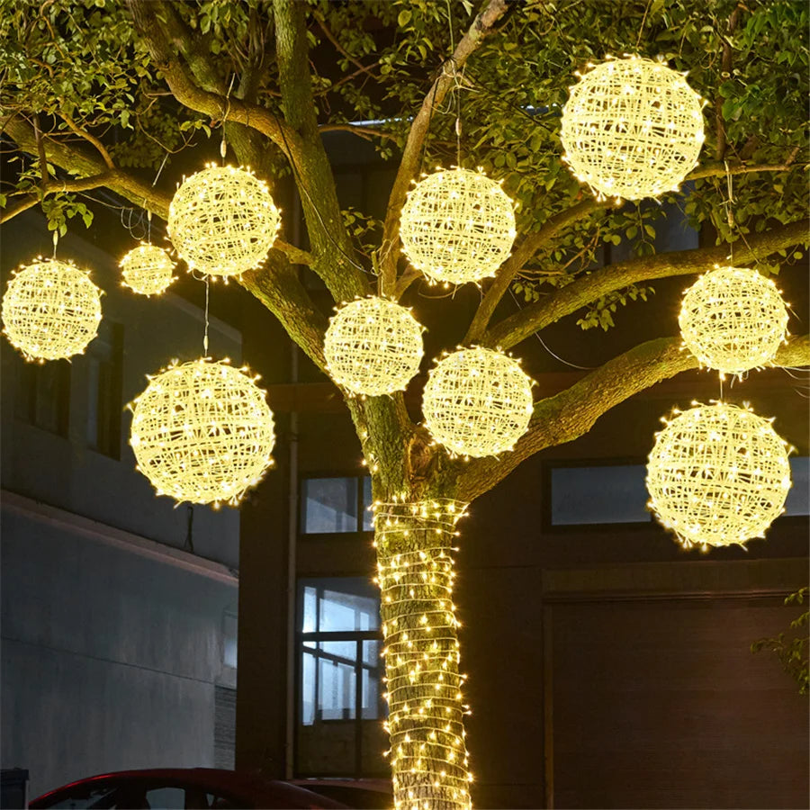 LED Rattan Ball String Lights for Xmas