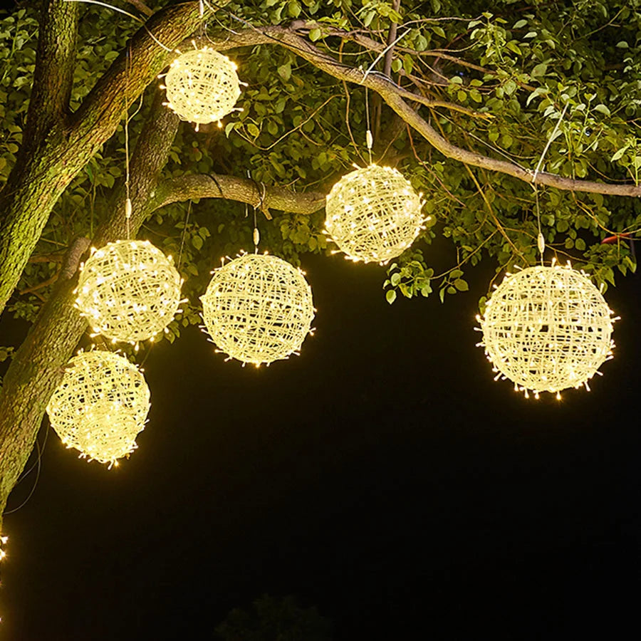 LED Rattan Ball String Lights for Xmas