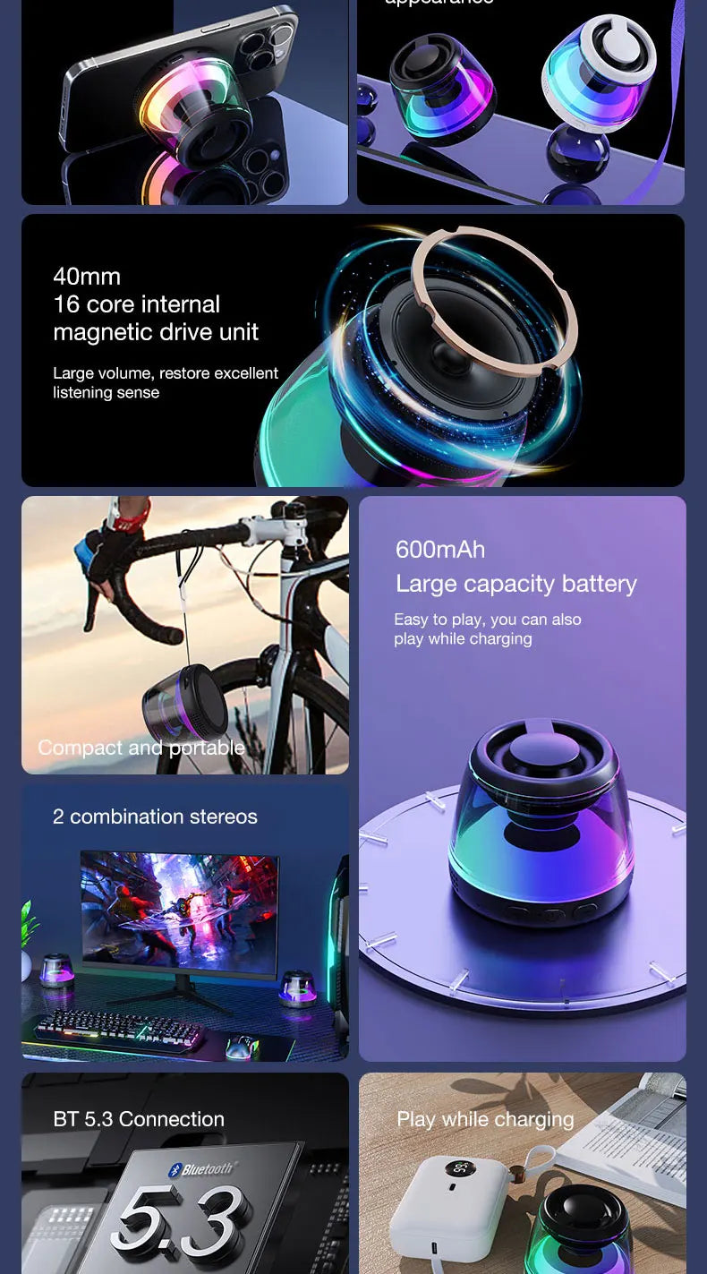 Magnetic Portable RGB Bluetooth Speaker