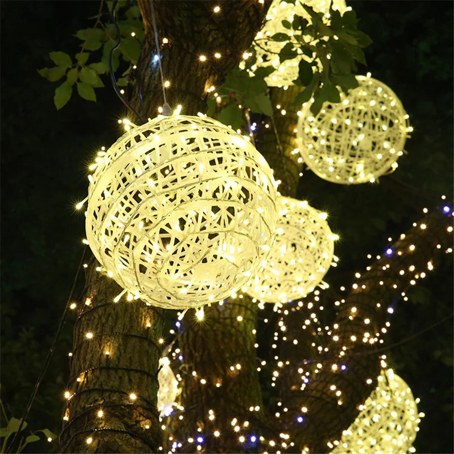 LED Rattan Ball String Lights for Xmas