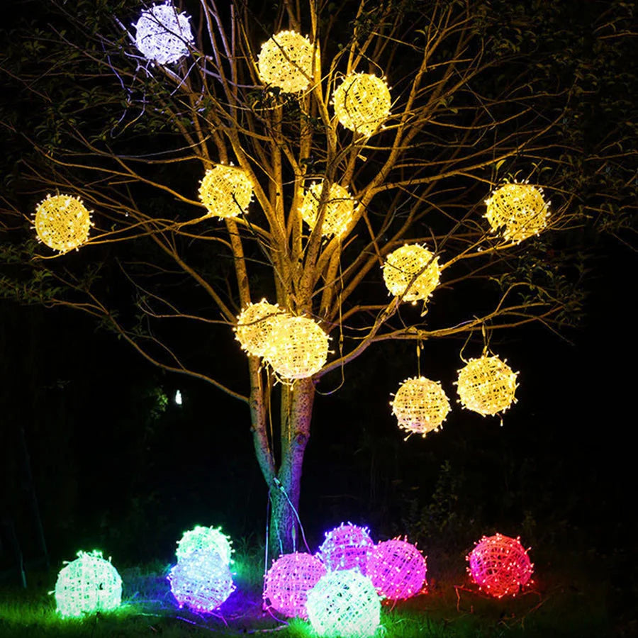 LED Rattan Ball String Lights for Xmas