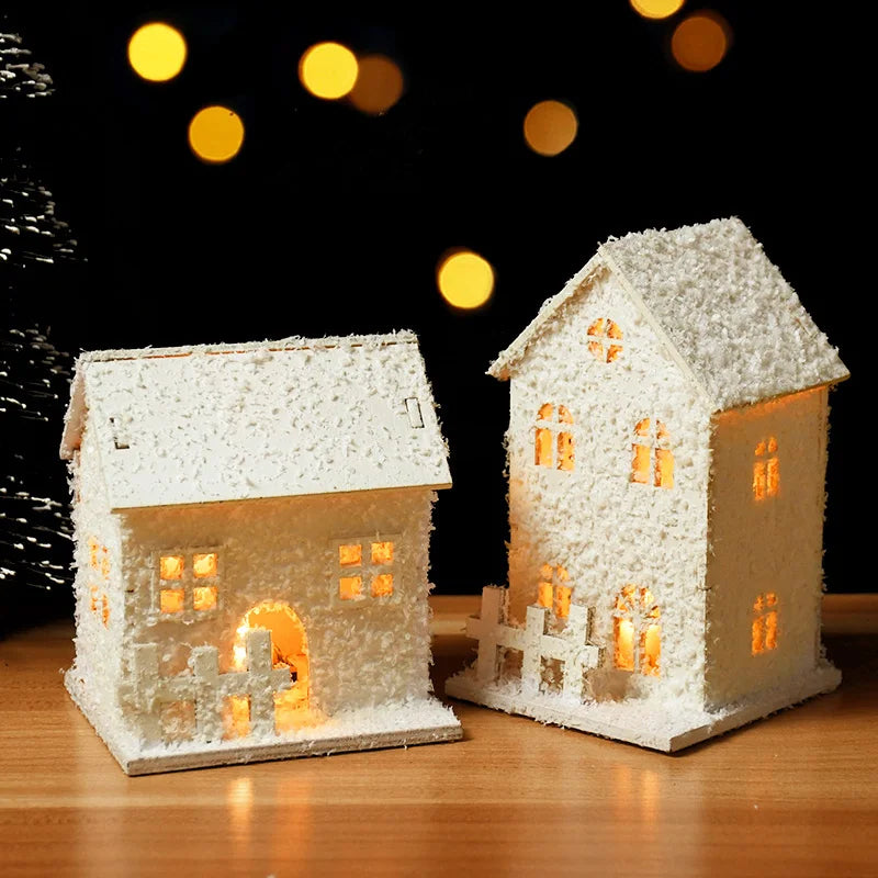 Christmas Led Light Wooden House with Snowflake