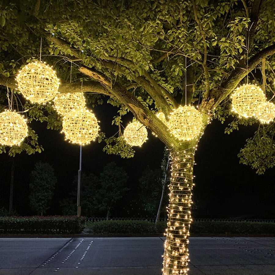 LED Rattan Ball String Lights for Xmas